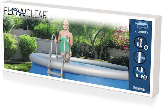 Bestway Pooltreppe aus Kunststoff mit 76,5 cm Breite Silber
