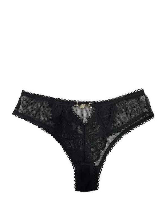 La Nuit Damen Slip mit Spitze Black.