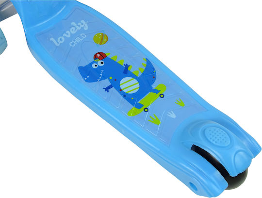 Lean Toys Kinderroller Klappbar 3-Rad mit LED-Beleuchtung für 3+ Jahre Blau