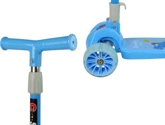 Lean Toys Kinderroller Klappbar 3-Rad mit LED-Beleuchtung für 3+ Jahre Blau