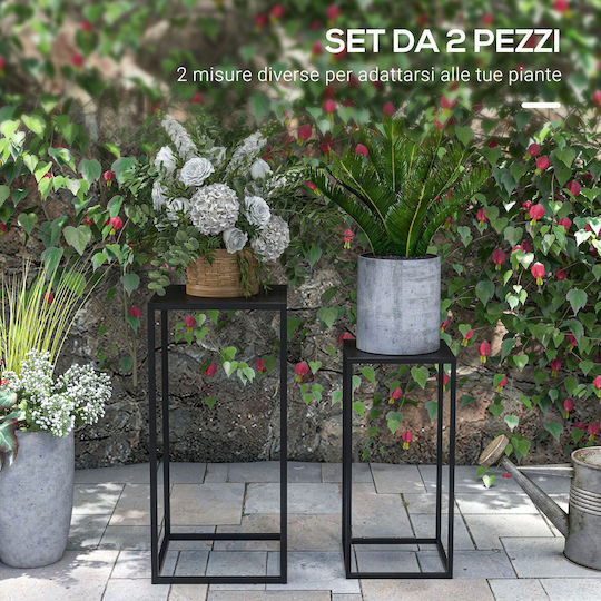 Outsunny Plant Holder Ανθοστήλες Μαύρες 2τμχ