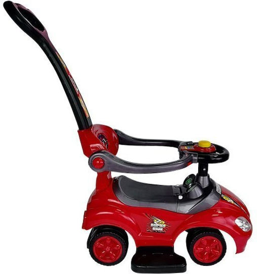 Lean Toys Мега Количка Езда На С Ръкохватка За Родител За 12+ Месеца Червена