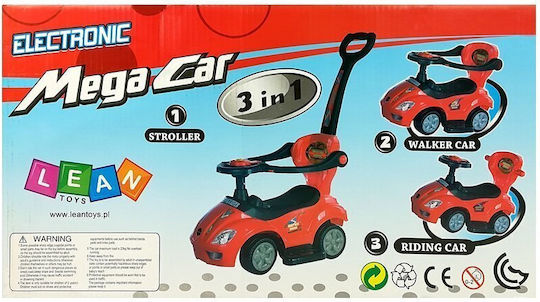 Lean Toys Mașină Ride On Cu Mâner Pentru Părinți Pentru 12+ Luni Albastră