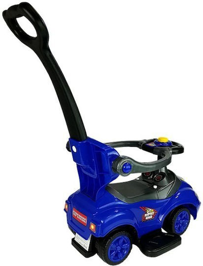 Lean Toys Mașină Ride On Cu Mâner Pentru Părinți Pentru 12+ Luni Albastră