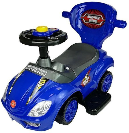 Lean Toys Mașină Ride On Cu Mâner Pentru Părinți Pentru 12+ Luni Albastră