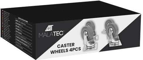 Malatec Furniture Wheel made of Metal in Gray Color 6.5x6.5x10cm 4pcs
