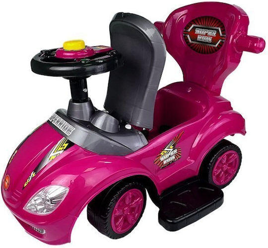 Lean Toys Мега Количка Езда На С Ръкохватка За Родител За 12+ Месеца Розова