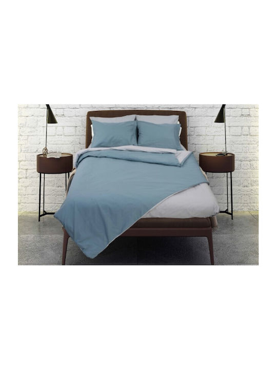 Kipper Bettwäsche-Set Einzel 170x260cm. Grey-Ice grey 3Stück