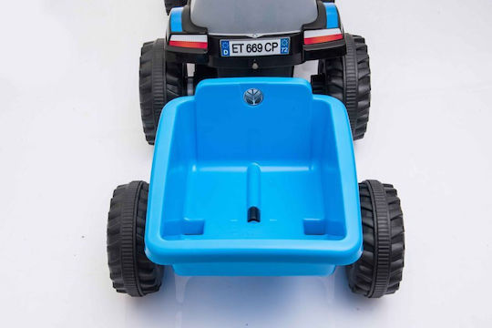 Tractor Pentru Copii De La Picior La Podea Cu Remorcă Și Pedale Albastru