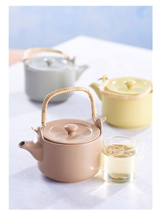 Reactive Teapot Ceramics in Yellow Color 1000ml