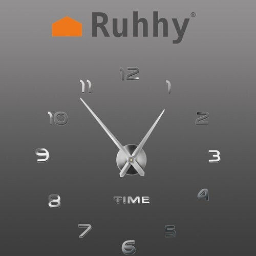 Ruhhy Diy 3D Wanduhren Spiegel Graue Ø60cm