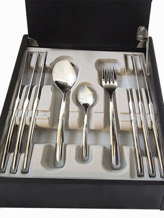 Comas 24-Piece Stainless Steel 18/10 Silver Cutlery Set Cuba