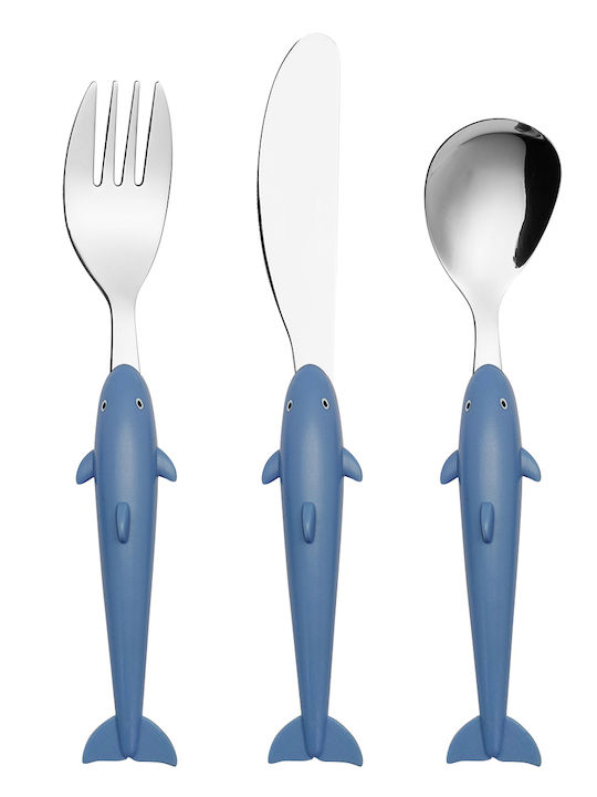 Cryspo Trio 3-Piece Stainless Steel 18/10 Blue Cutlery Set