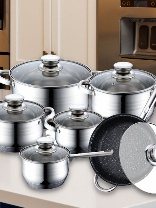 Royalty Line RL-1231M Cookware Set of Stainless Steel with Stone Coating 12pcs