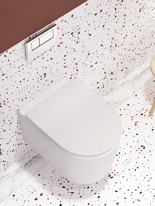 Orabella Wandhängende Toilette Randlos mit Spülung mit Schlank Deckel Sanftes Schließen Goldene