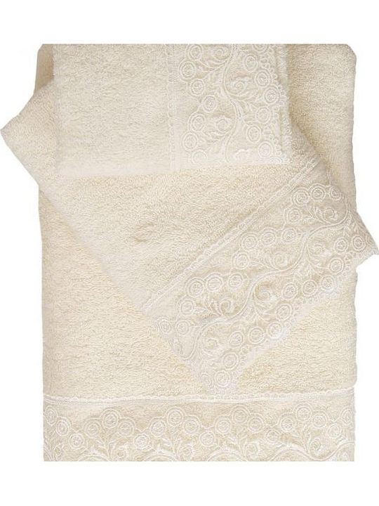 Viopros Νο 5 Bridal Towel Set 5pcs with Lace Ecru