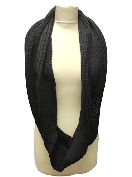 WOMEN'S KNITTED SCARF NECK BLACK