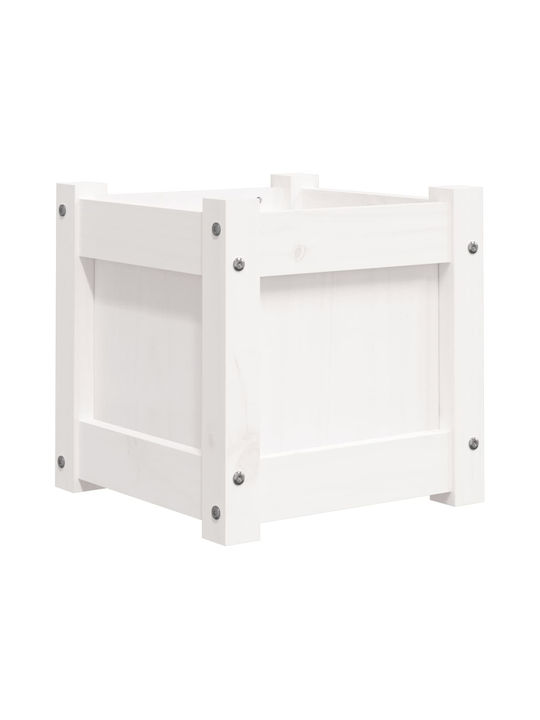 vidaXL Solid Wood Set 2 Planters Wooden White