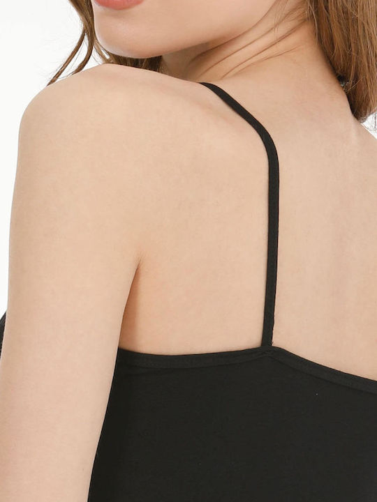 Women's T-Shirt with Spaghetti Strap Black