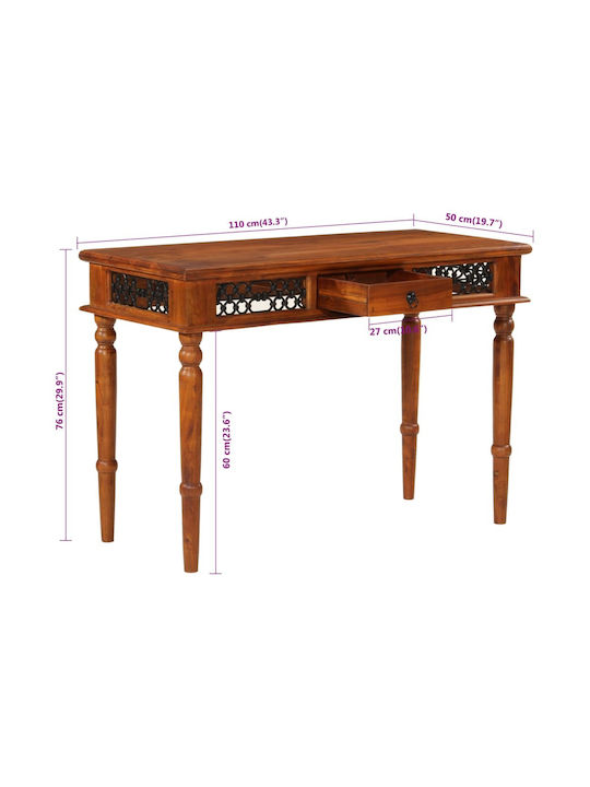 Desk made of Solid Wood Beige 110x50x76cm