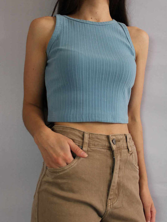 Brown Sugar Women's Crop Top Sleeveless Blue