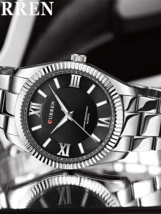 Curren Ανδρικό Ρολόι 42mm Μπαταρίας με Ασημί Μεταλλικό Μπρασελέ