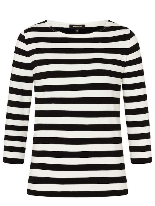 MORE & MORE Women's Blouse with 3/4 Sleeve Striped Black.