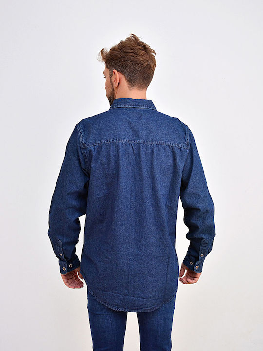 Beltipo Men's Shirt Long-sleeved Denim Denim (Denim)