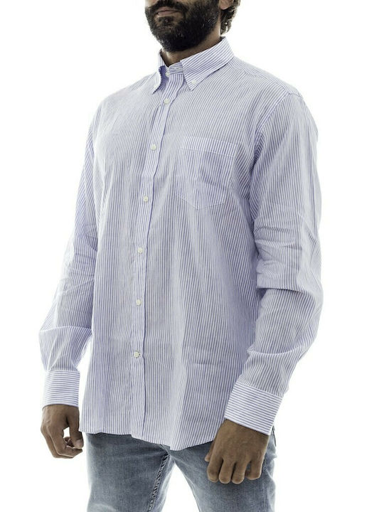 Ciocca Men's Shirt Long Sleeve Cotton White/Blue