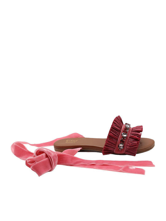 Women's Flat Sandals in Fuchsia Color