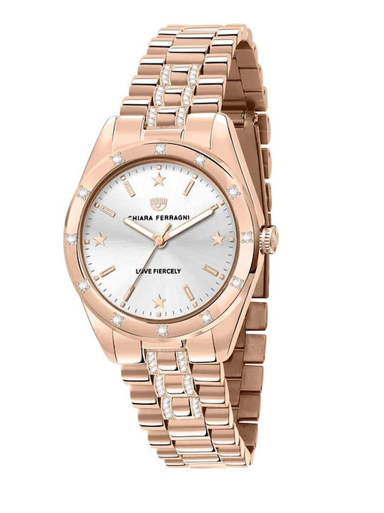 Chiara Ferragni Ceas Dama 34mm Cronograf Cu Baterie Cu Brățară Din Metal Rose Gold