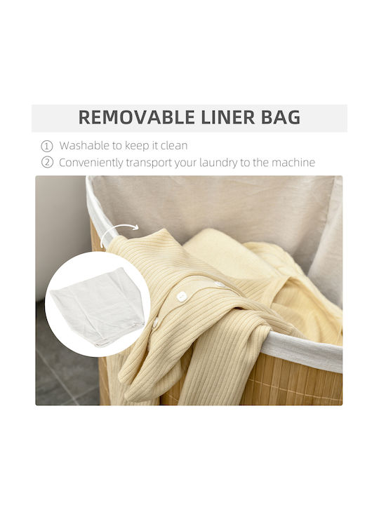 HomCom Laundry Basket Bamboo 55L with Cap 38x38x57cm