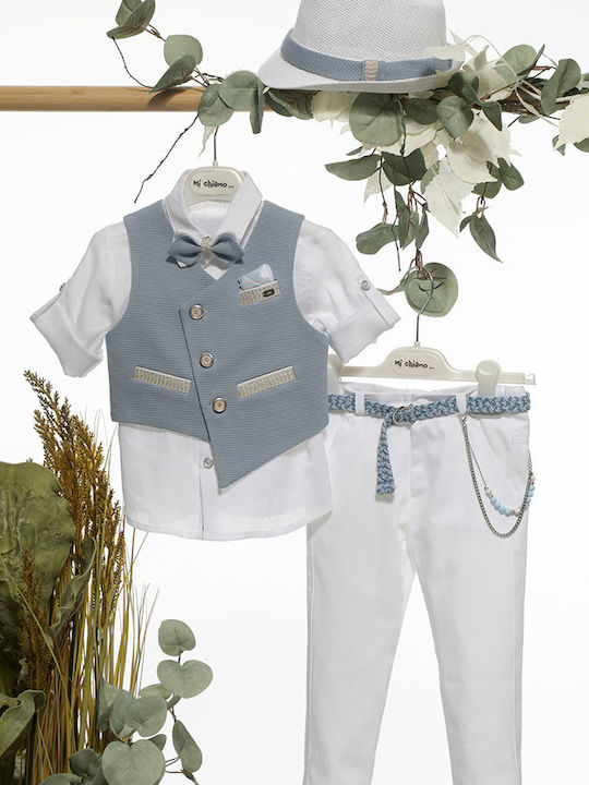 Mi Chiamo Costum de Botez cu Vestă pentru Băiat Bej