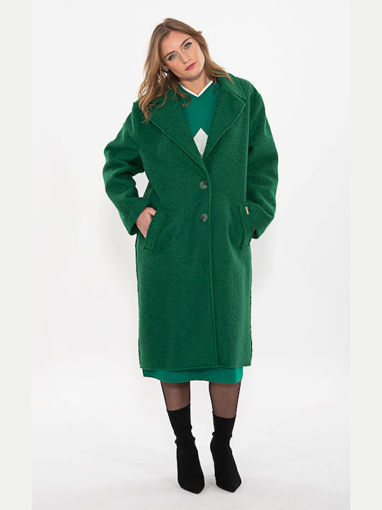 Donna Martha Μπουκλέ Γυναικείο Πράσινο Παλτό