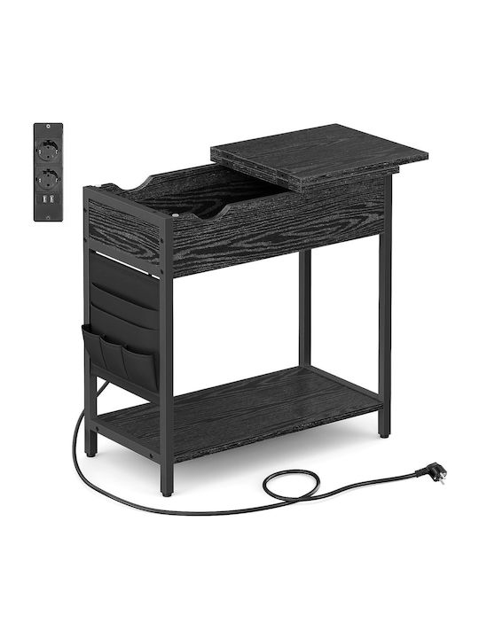 Rectangular Side Coffee Table Wooden Black Wood Effect W60xD31.5xH60cm
