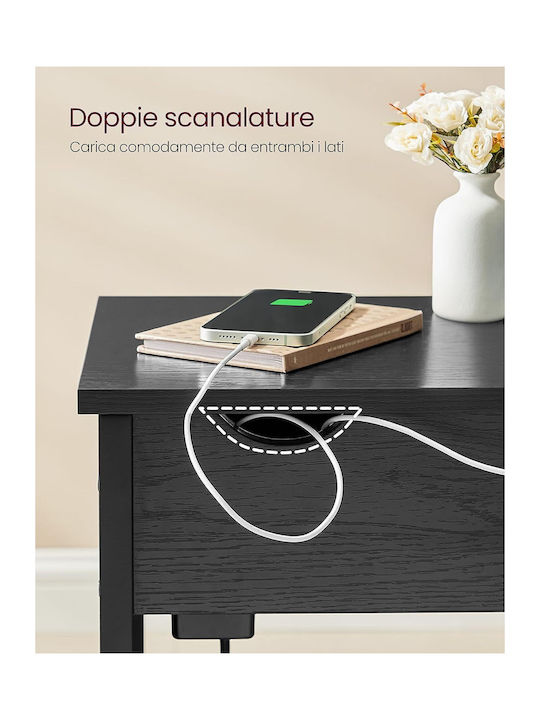 Rectangular Side Coffee Table Wooden Black Wood Effect W60xD31.5xH60cm