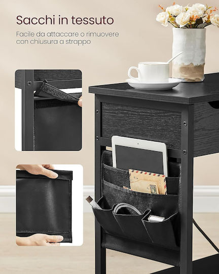Rectangular Side Coffee Table Wooden Black Wood Effect W60xD31.5xH60cm