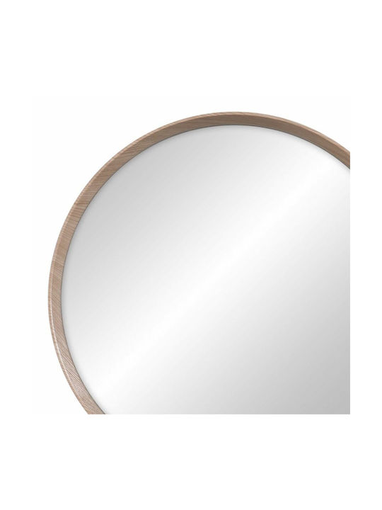 BigBuy Wall Mirror with Beige Wooden Frame Diameter 54cm 1pcs