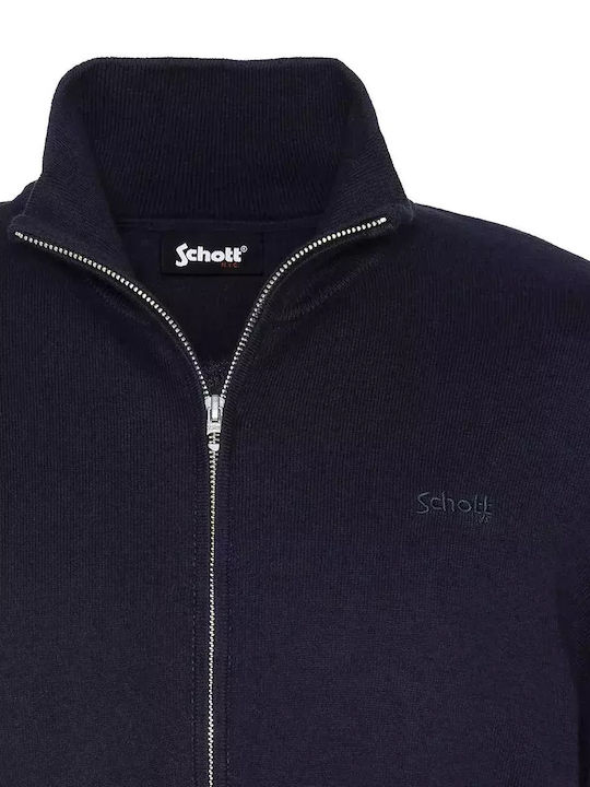 Schott Men's Cardigan with Zipper Navy