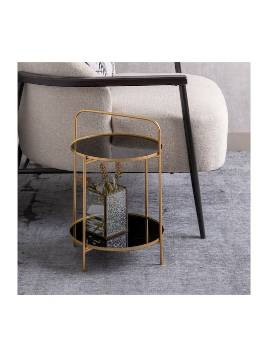 Round Glass Side Table Gold L31xW31xH48cm