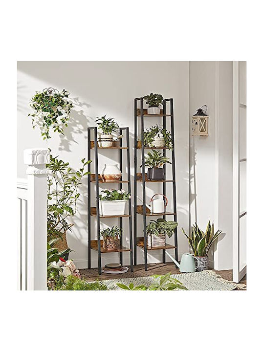 Rustic Brown and Black Bookcase 33.8x30x140cm