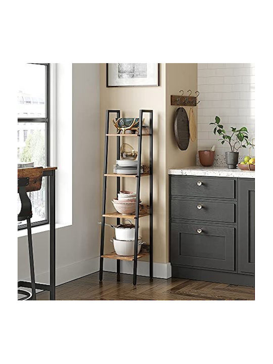 Rustic Brown and Black Bookcase 33.8x30x140cm