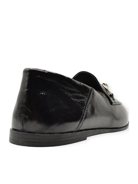 Lackleder Damen Mokassins in Schwarz Farbe