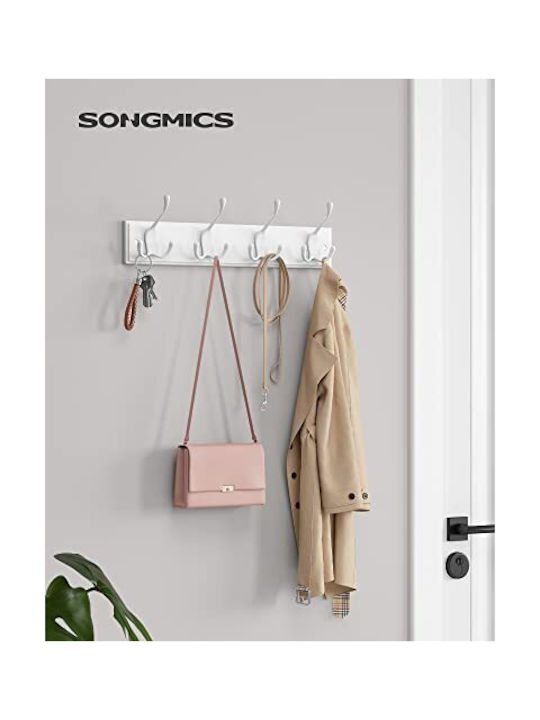 Songmics Wooden Wall Hanger 12 Hooks White 40x7x11cm