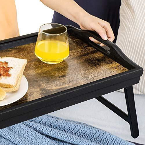 Songmics Bamboo Rectangular Bed Tray made of Bamboo with Handles in Brown Color 50x30x26cm LLD106B01 1pcs