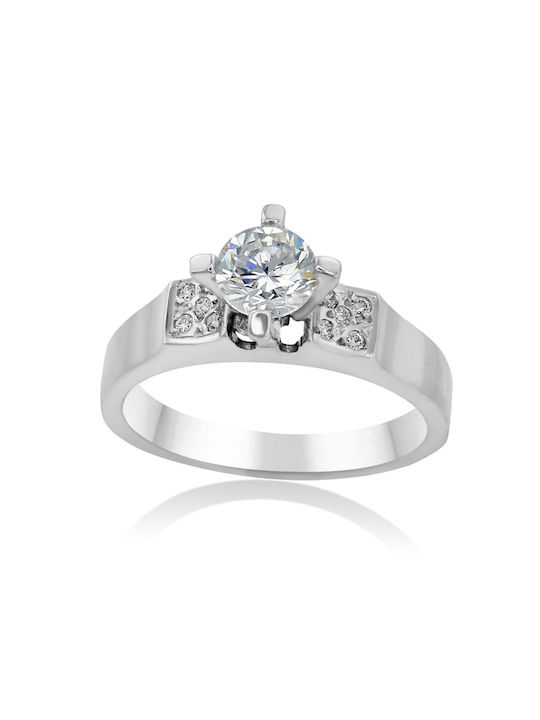 Antwnakakis Single Stone from White Gold 14K