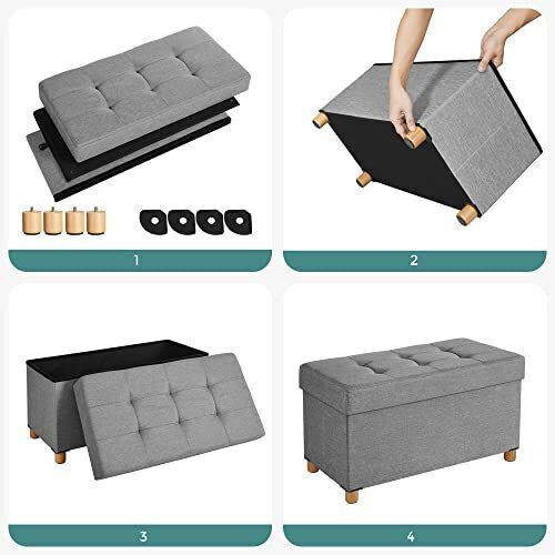 Hocker Bankhocker Mit Stauraum Hölzernes Gray 76x38x40cm