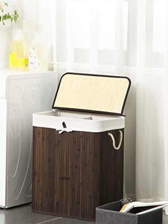 Songmics Coș de rufe Bambus cu capac 52.2x32.2x61cm Maro Songmics Coș de rufe Bambus cu capac 52.2x32.2x61cm Maro
