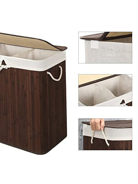 Songmics Καλάθι Απλύτων Bamboo 52.2x32.2x61cm Καφέ