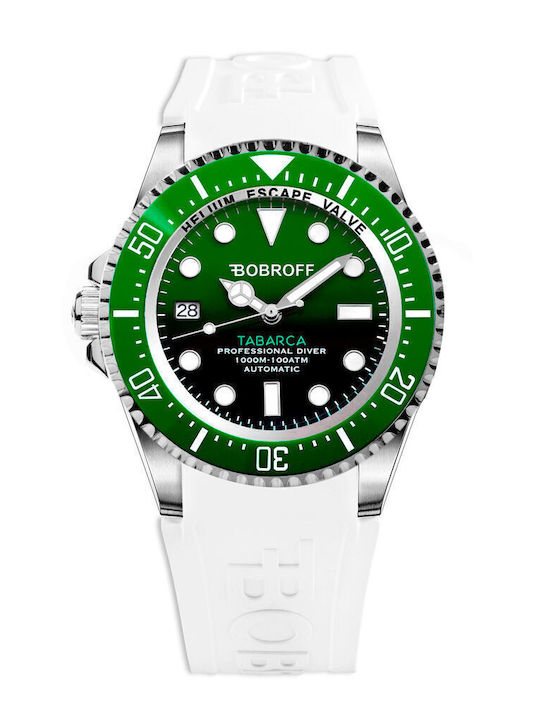 Bobroff Ceas Barbati 42mm Automat cu Culoare Albă Cauciuc Cureaua